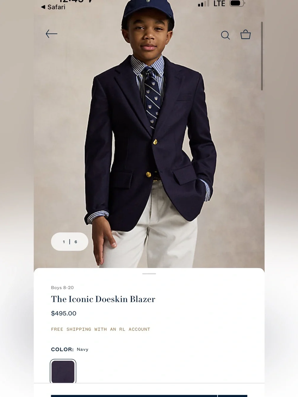 Ralph Lauren Boys Navy Blazer with Gold Buttons